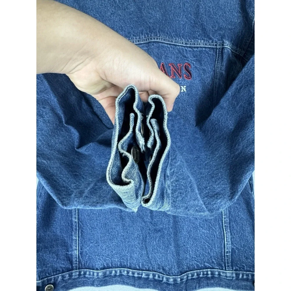 Vintage Fubu Collection Denim Blue Jean Trucker Jacket Pocket Button Mens XL Y2K